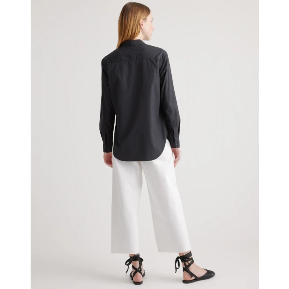 Quince Black 100% Organic Cotton Poplin Button-Up Shirt Women’s Medium NWT - Picture 3 of 10